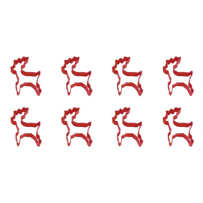 8x R&M Standing Reindeer Cookie Cutter Polyresin Coated Steel Mould 10cm Red