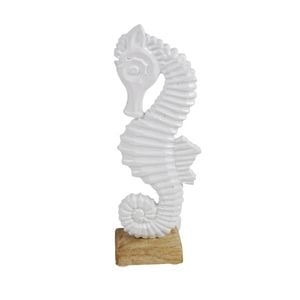 Maine & Crawford 7 Seas Metal/Wood 21cm Sea Horse Ornament - White