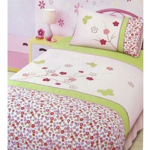 Kidz & More Springtime Cherry Blossom Embroidered Quilt Cover Set Single