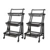 SOGA 2X 3 Tier Black Adjustable Steel Cart with Wheels