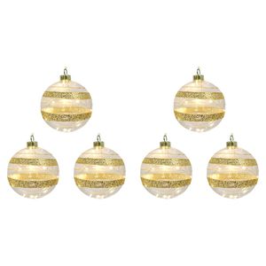 6PK LVD LED Glass Bauble XL Line Home/Office/Tabletop Seasonal Xmas Decor 12cm