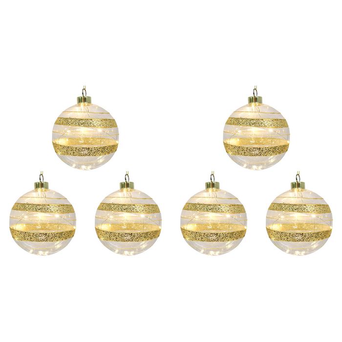 6PK LVD LED Glass Bauble XL Line Home/Office/Tabletop Seasonal Xmas Decor 12cm