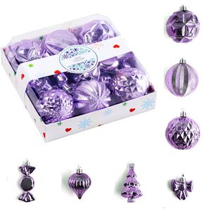 Catzon 28 Pcs Christmas Tree Ornaments Including Candy Snowflake Shaped for Holiday-Purple