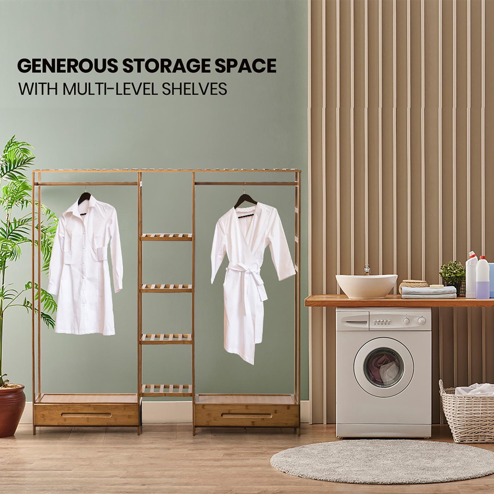 Furb Clothes Rack Bamboo Garment Coat Hanger Stand Closet Shoes Storage Shelf Bunnings Australia