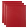 3x Marbig Clearview 3 D-ring Insert Binder A4 File 50mm Document Organiser Red