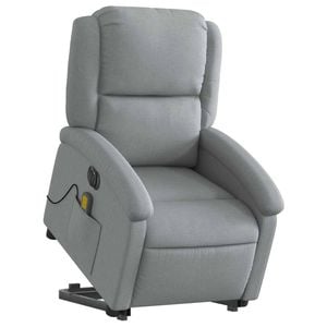 vidaXL Electric Stand up Massage Recliner Chair Armchair Light Grey Fabric