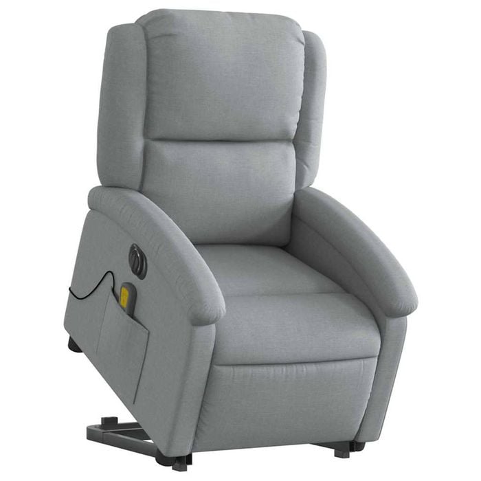 vidaXL Electric Stand up Massage Recliner Chair Armchair Light Grey Fabric