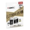 Emtec EliteGold 64GB MicroSDXC with Card Reader and USB Adapter [ECMSDM64GGPREAWOA]