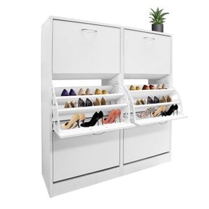 White Wood Shoe Cabinet