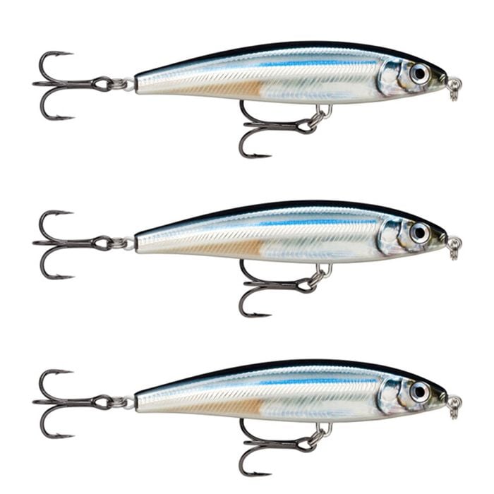 3x Rapala 10cm X Rap Magnum Prey Lipless Hard Body Fish Lures - Anchovy