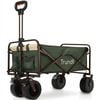 TRUNDL 106L Electric Folding Pull Cart, Powerful Easy Hill Climbing, All-terrain Wheels, Wagon for Beach Camping Shopping, Green