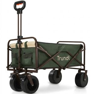 TRUNDL 106L Electric Folding Pull Cart, Powerful Easy Hill Climbing, All-terrain Wheels, Wagon for Beach Camping Shopping, Green