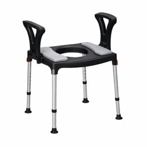 King Over Toilet Aid With Armrests, Black With Grey Cushions - Black | Grey Cushion
