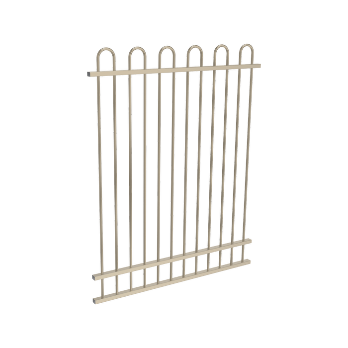 ProtectorAl 350 - 1200 x 1500mm Paperbark Aluminium Loop Top Pool Fence Panel With Mid Rail