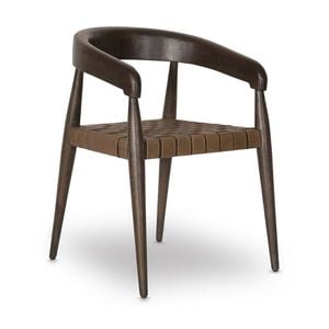 Glenorie Indoor Timber Dining Chair With Leather Woven Seat Walnut