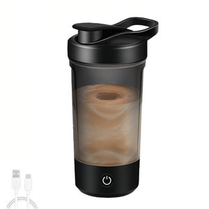 Catzon Electric Shaker Bottle 450ml 3 Speed Fitness Blender Auto Mixing Cup-black