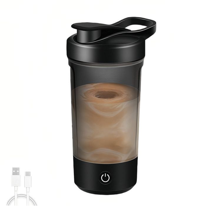 Catzon Electric Shaker Bottle 450ml 3 Speed Fitness Blender Auto Mixing Cup-black