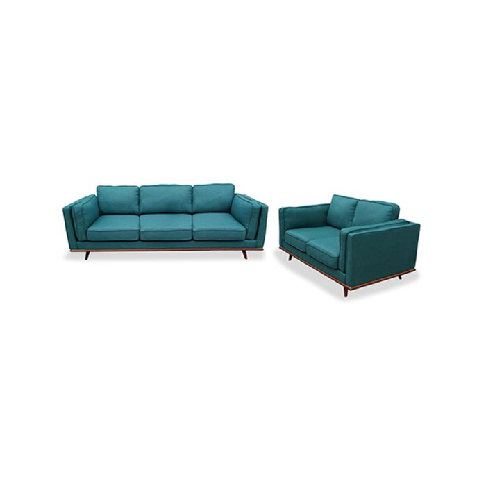 3+2 Seater Teal Colour Fabric Sofa Set