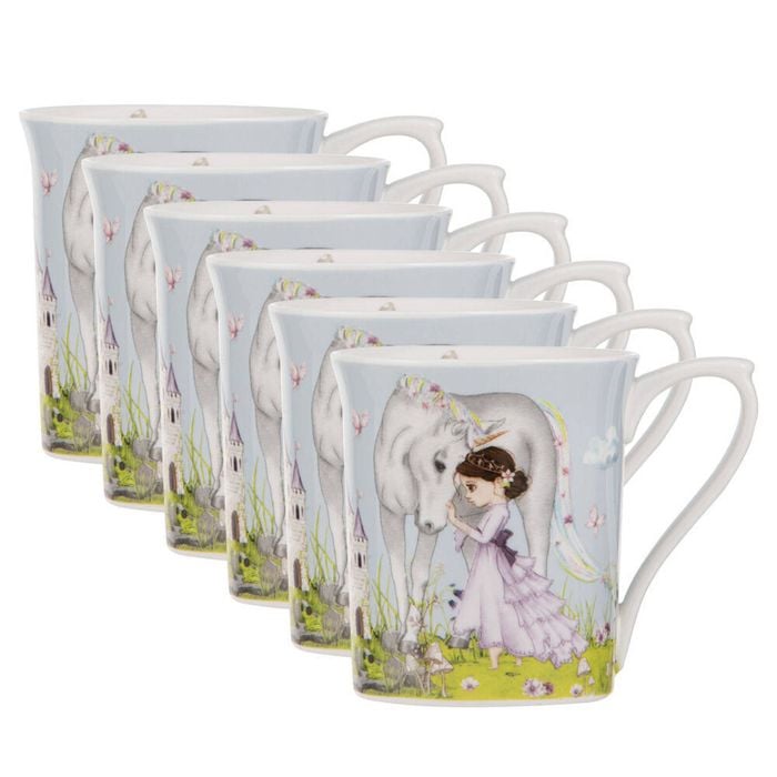 6PK Ashdene My Unicorn New Bone China Drinking Cup Mini Mug 240ml Blue