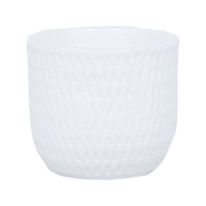 18 x 16cm White Dotty Ceramic Pot - 180mm