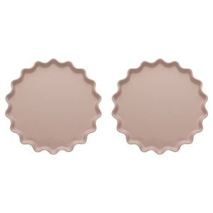 2PK Ecology High Gloss Glaze Porcelain Ruffle Round Platter 32cm Pink Salt