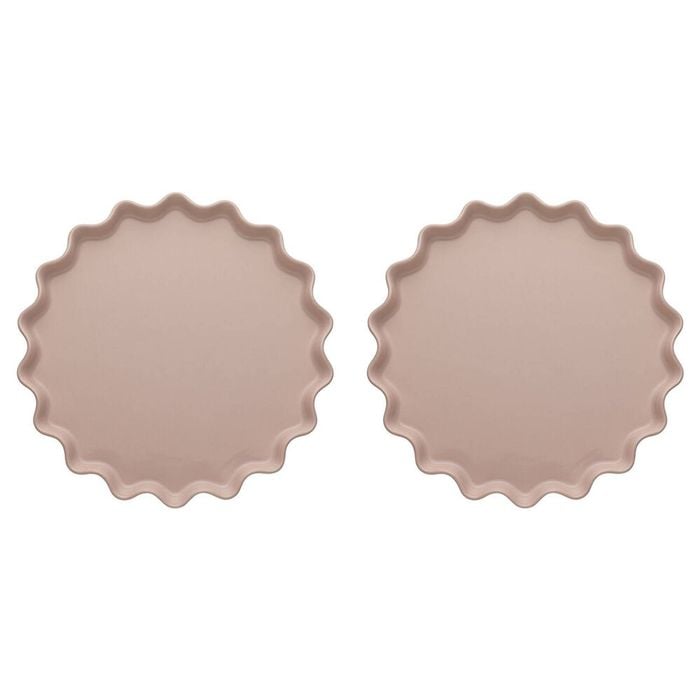 2PK Ecology High Gloss Glaze Porcelain Ruffle Round Platter 32cm Pink Salt
