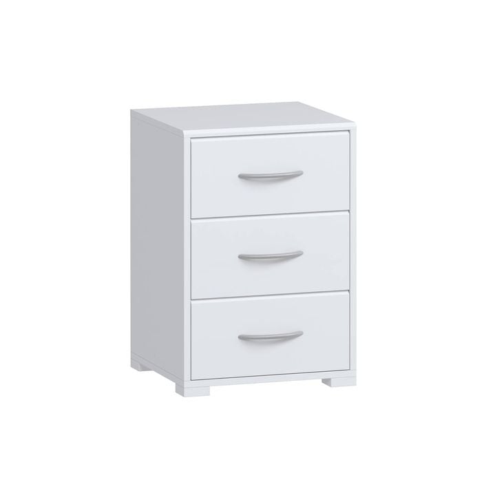 Practa Bedside Table Bundle - 3 Drawers - White