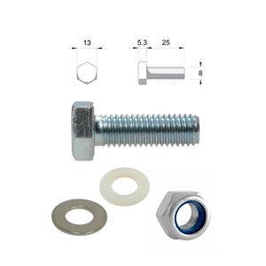3x OZ8 Awning Set - M8 25mm hex head bolt, nut and washers