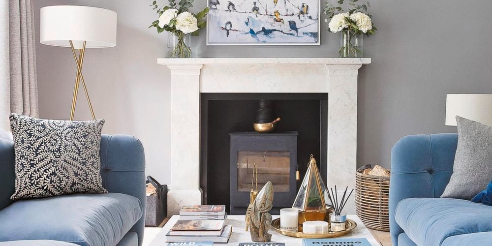 Fire place with Sofa set and coffee table - Living - Wide