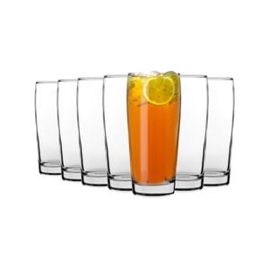 LAV 6 Piece Bardi Classic Willi Becher Beer Glass Set - German Style Craft Beer Ale Glasses - Clear - 370ml