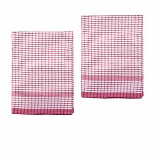 Hotel Living Set Of 2 Jumbo Cotton Check Tea Towels 60x90cm Cherry