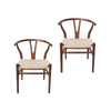 Sd House Set Of 2 - Hans Wegner Replica Wishbone Cord Dining Chair - Walnut