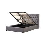Foret Bed Frame Double Gas Lift Storage Base Bedroom Furniture Fabric Grey Gray