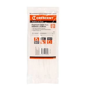 Crescent 200 x 4.6mm Natural Cable Ties - 100 Pack