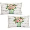 Catzon 2 Pcs Summer Lumbar Pillow Covers Linen Pillowcase for Home Decor-Set 52
