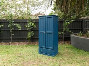 Freshly painted wardrobe in middle of lawn
