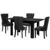 Oikiture 160cm Extendable Dining Table with 4PCS Dining Chairs PU Leather Black