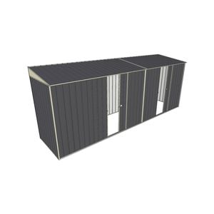 Build-A-Shed 1.2 x 5.2 x 2.0m Skillion Dual Single Sliding Side Doors Shed - Grey