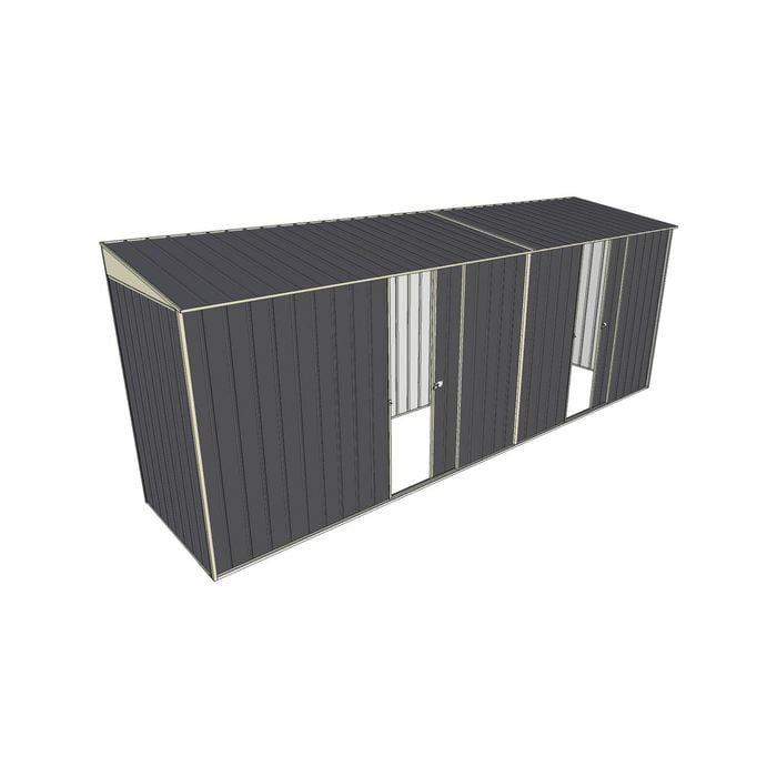 Build-A-Shed 1.2 x 5.2 x 2.0m Skillion Dual Single Sliding Side Doors Shed - Grey