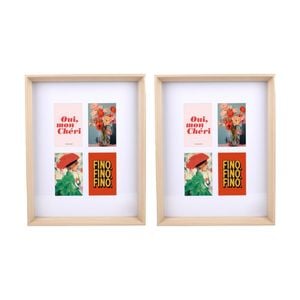 2PK Gibson Gifts Natural Ash 4 Photo Collage Home Decor Frames Rectangular