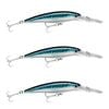 3x Rapala 11cm X Rap Magnum 10 Deep Diving Trolling Lures - Silver Blue Mac