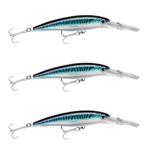 3x Rapala 11cm X Rap Magnum 10 Deep Diving Trolling Lures - Silver Blue Mac