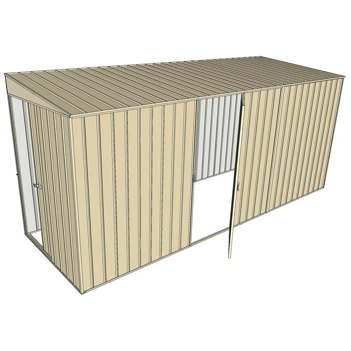 Build-a-Shed 1.5 x 4.5 x 2m Single Hinged Side Door Skillion Shed - Cream