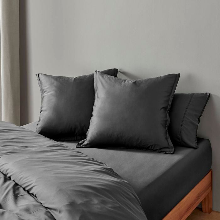 Natural Home Bamboo Tailored European Pillowcase Charcoal Twin Pack
