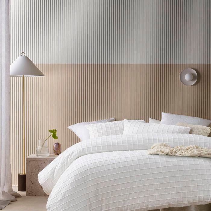 Vintage Design Homewares Double White Parquet White Cotton Quilt Cover Set - Double Bed