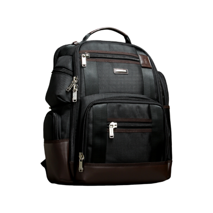 Bopai Luxury Style Leather & Microfiber with USB Charging Backpack Black 15.6"