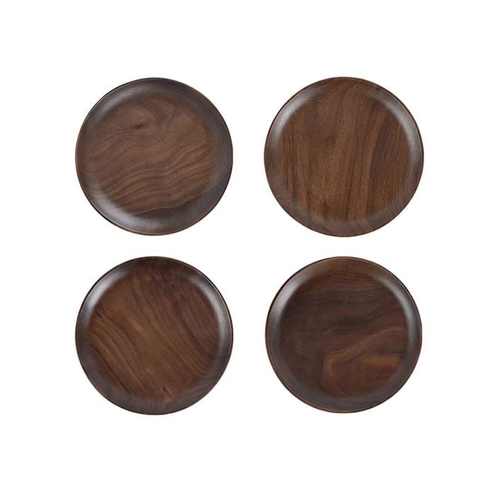 Anygleam Natural Brown 4pcs Wooden Plate Food Kitchen Tableware