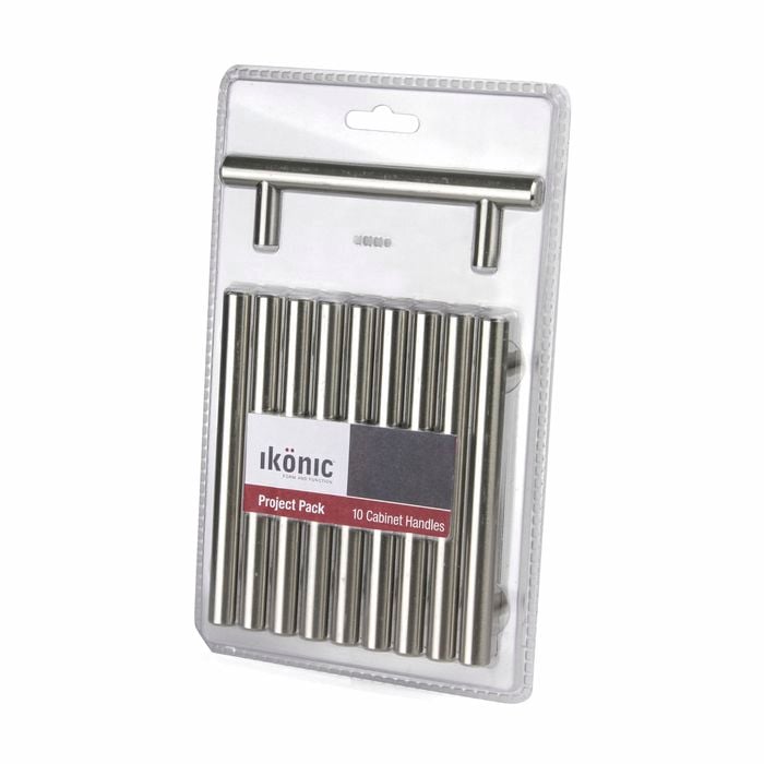Ikonic Satin Nickel Plate Steel Bar Handle - 10 Pack
