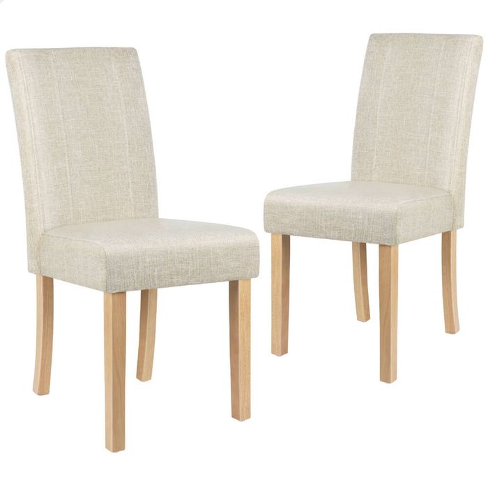 ALFORDSON Set of 2 Dining Chairs Cafe Kitchen Chair Retro High-Back Wood Fabric Beige