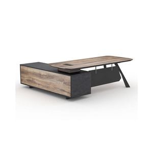 Modern Furniture EASTON Executive Desk with Right Return 220-240cm - Oak&Black